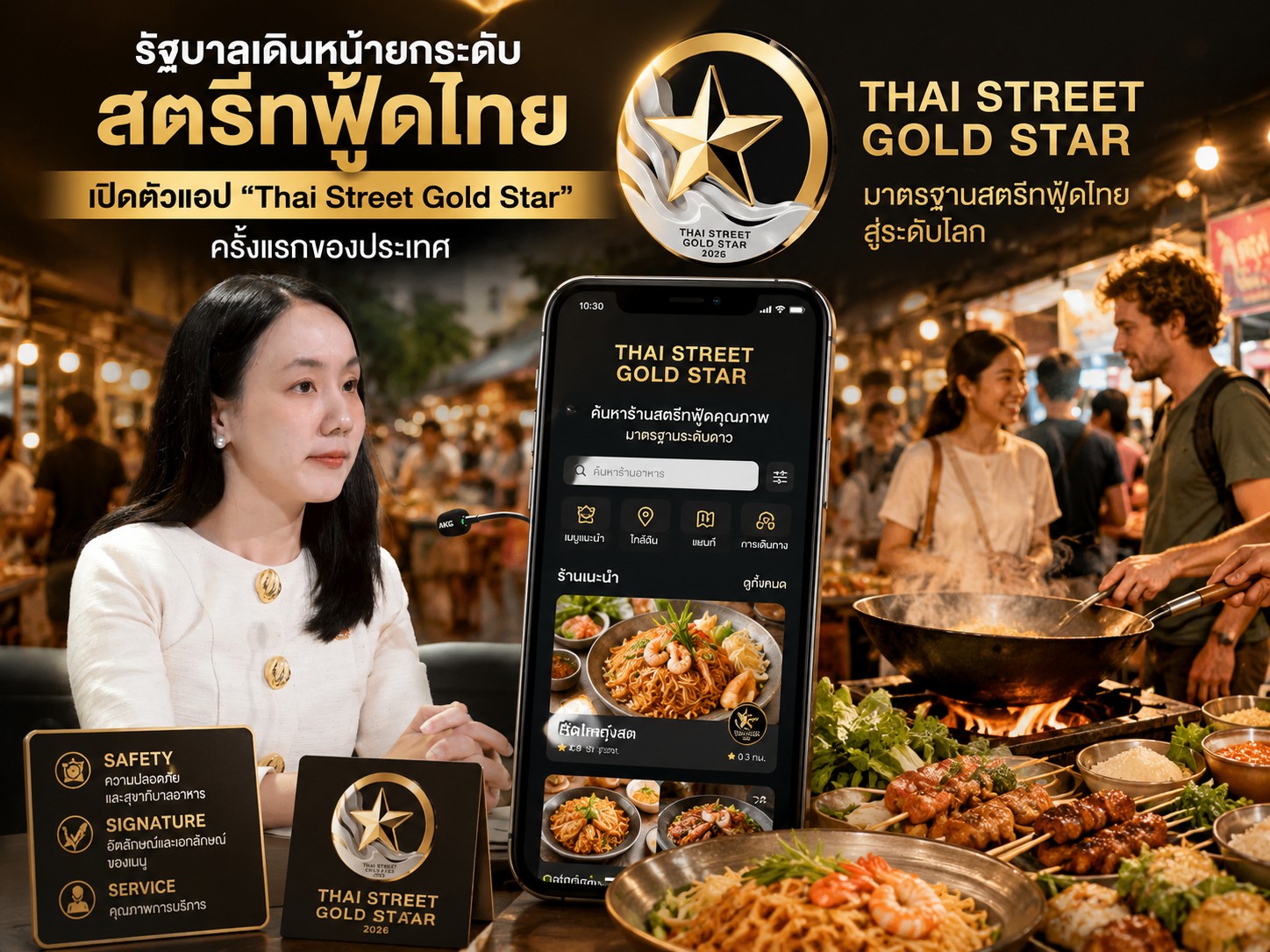 รัฐบาลเดินหน้ายกระดับสตรีทฟู้ดไทย เปิดตัวแอป &ldquo;Thai Street Gold Star&rdquo; ครั้งแรกของประเทศ หนุน SMEs เข้าถึงนักท่องเที่ยว