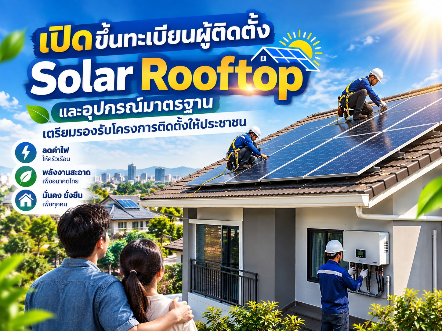 รัฐบาลเปิดรับขึ้นทะเบียนผู้ประกอบการติดตั้ง Solar Rooftop ถึง 30 ก.ย.นี้ เดินหน้าพลังงานสะอาด ยกระดับมาตรฐานการติดตั้งเพื่อความปลอดภัยของประชาชน
