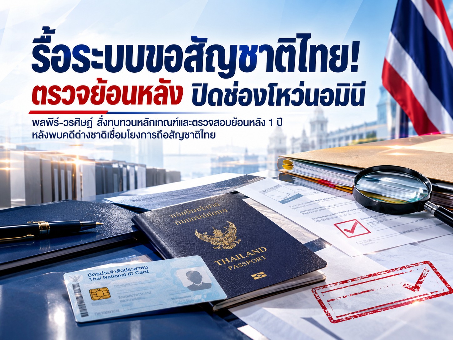 &ldquo;พลพีร์-วรศิษฎ์&rdquo; นำทีมประชุมชุดเฉพาะกิจจัดระเบียบสังคม สั่งรื้อระบบขอสัญชาติ ทบทวนหลักเกณฑ์-ตรวจย้อนหลัง หลังปราบนอมินีพบหลายคดีโยงต่างชาติถือสัญชาติไทย&nbsp;