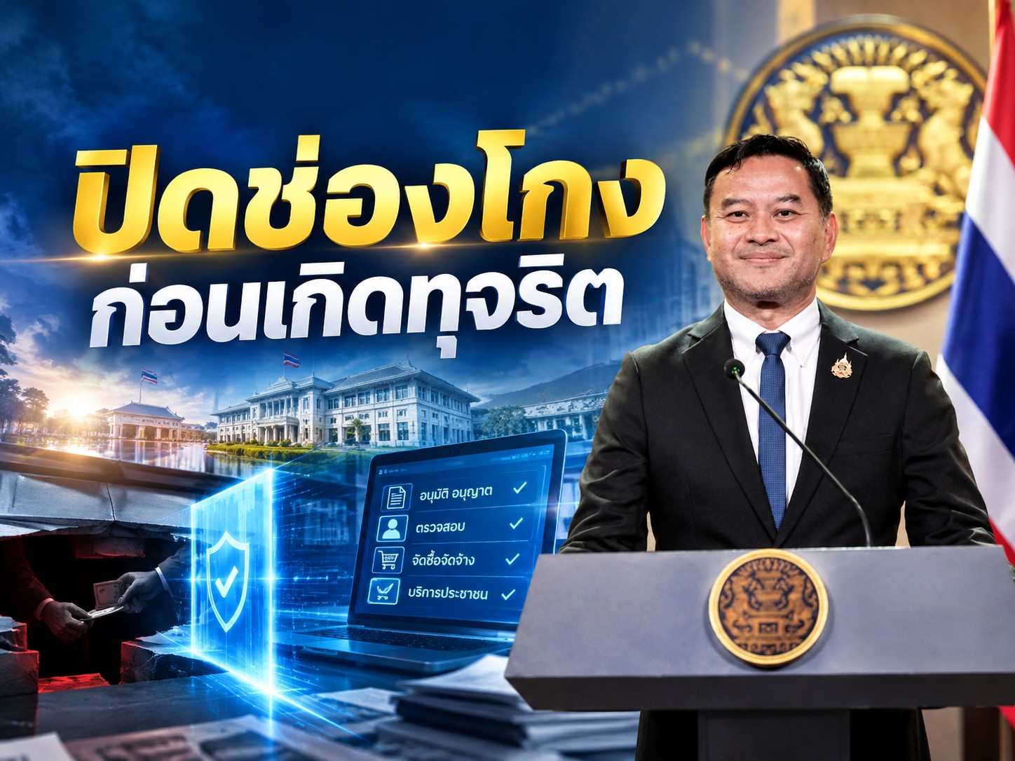 รัฐบาลเดินหน้า &ldquo;1 กรม 1 โปร่งใสไร้เทา&rdquo; สกัดจุดเสี่ยงทุจริต 24 หน่วยงานนำร่อง เร่งเห็นผลภายใน 6 เดือน