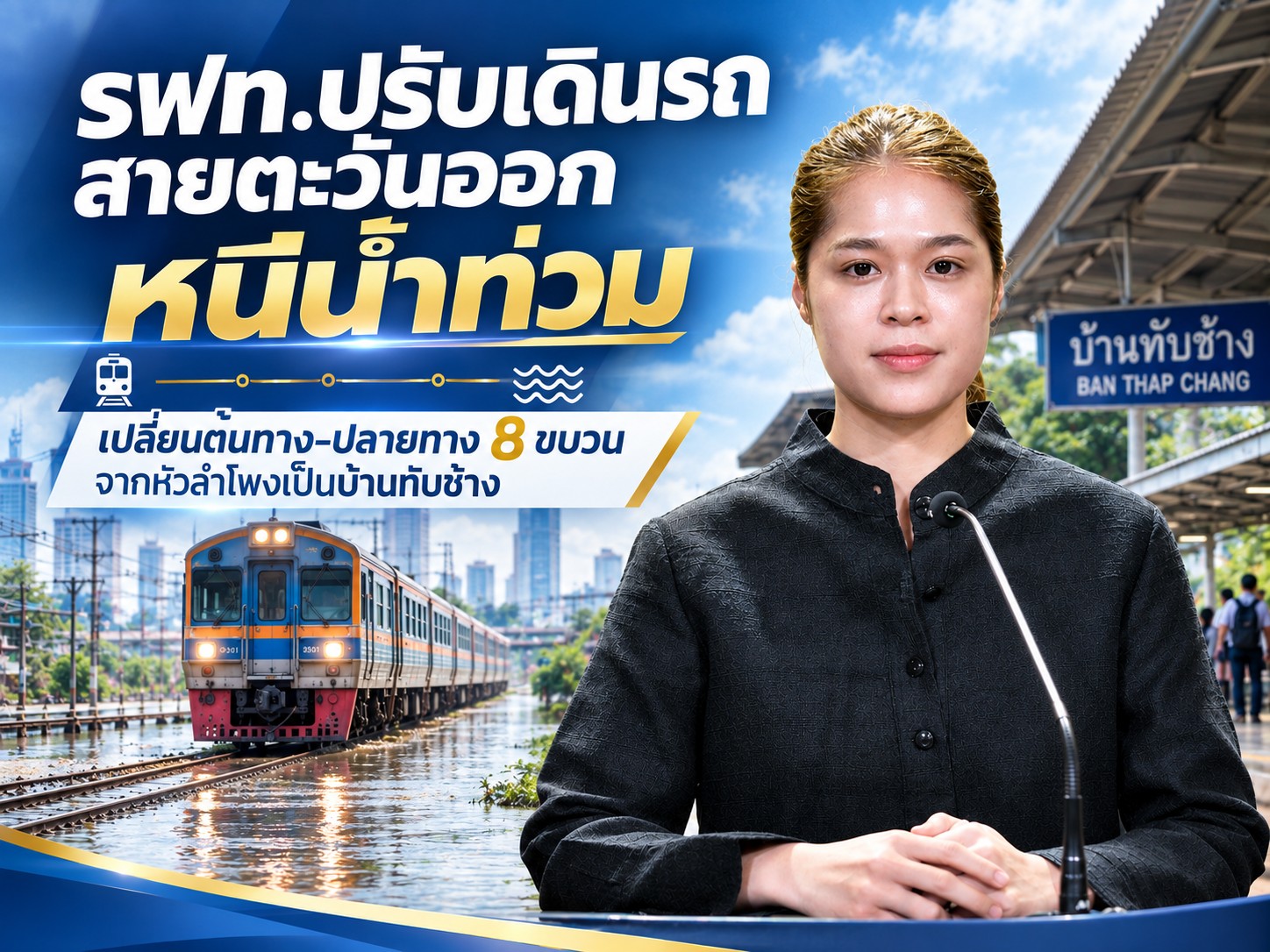 รฟท.ปรับเดินรถสายตะวันออก หนีน้ำท่วม
