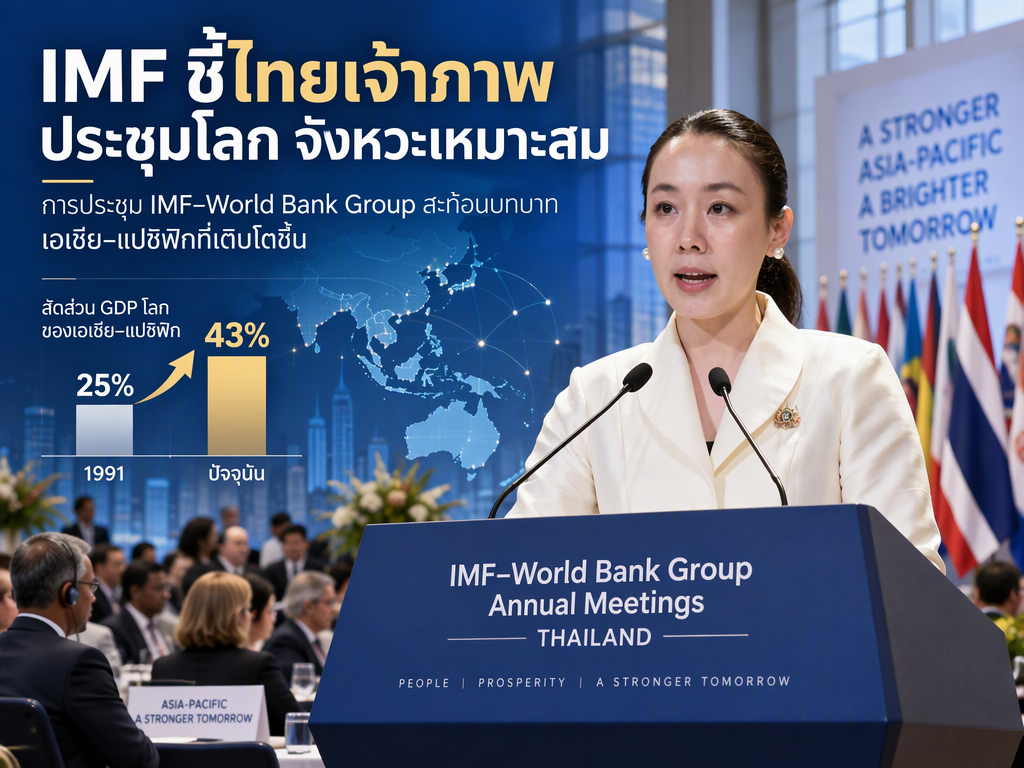 IMF ชี้ไทยเป็นเจ้าภาพประชุม IMF&ndash;World Bank Group ในจังหวะที่เหมาะสม สะท้อนบทบาทเอเชีย&ndash;แปซิฟิกที่เติบโตขึ้นบนเวทีเศรษฐกิจโลก